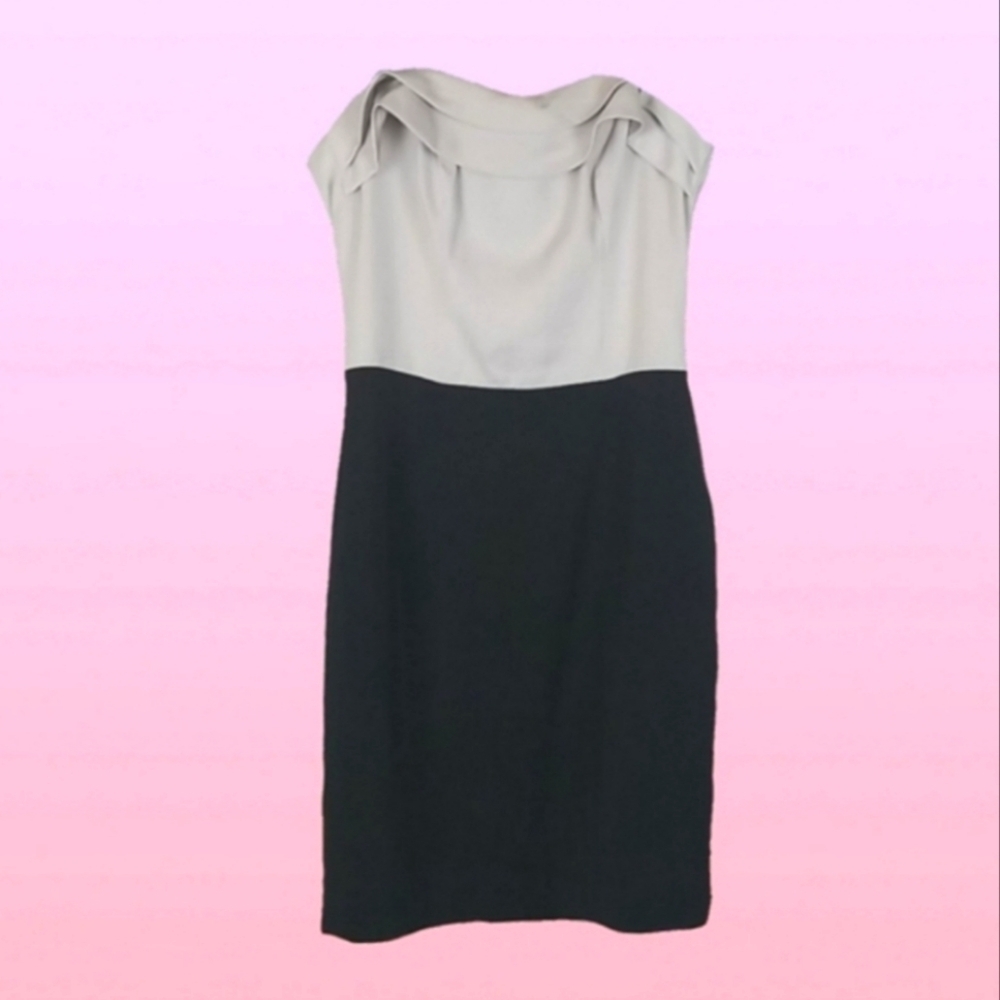 Women's Dress Sweetheart Strapless Beige & Black Colorblock Party Dress,…